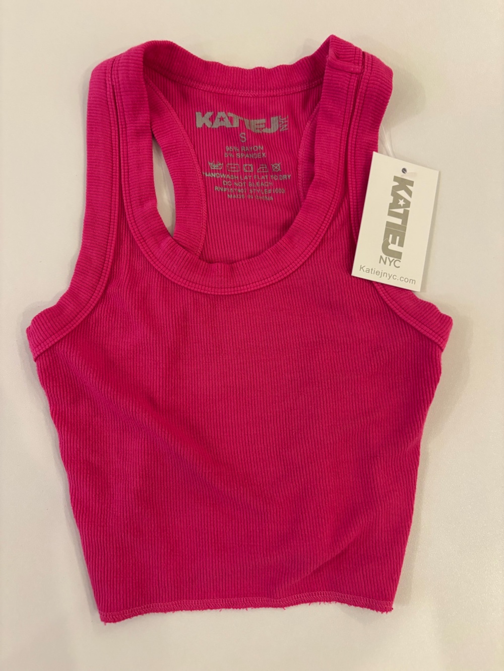 Katie J Hot Pink Ribbed Tank Top